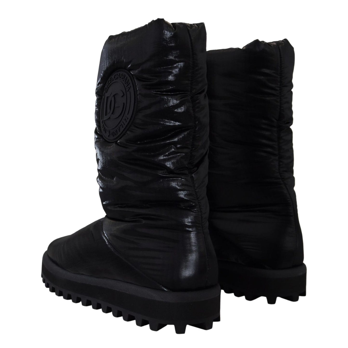 Dolce & Gabbana Black Boots Padded Mid Calf Winter Shoes