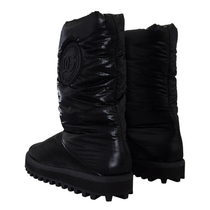 Dolce & Gabbana Black Boots Padded Mid Calf Winter Shoes
