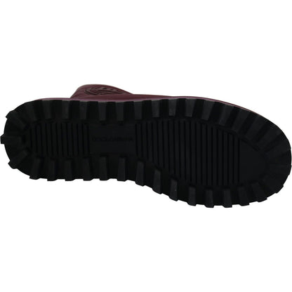 Dolce & Gabbana Bordeaux Nylon Boots Padded Mid Shoes