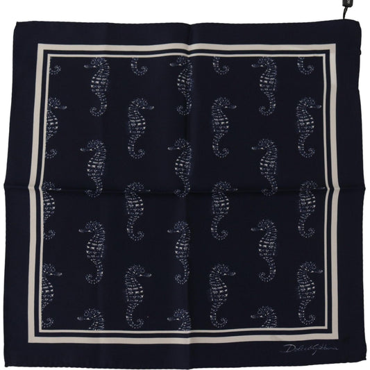 Dolce & Gabbana Blue Seahorse DG Printed Square Handkerchief Scarf 1728,67345645728,Accessories,Dolce & Gabbana,Material: 100% Silk,Men,Men - Accessories,New with tags,Scarves - Accessories,Scarves - Men - Accessories,Scarves - Scarves - Accessories