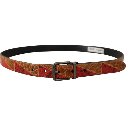 Dolce & Gabbana Multicolor Exotic Vintage Chrome Buckle Belt 1728,67345645728,90 cm / 36 Inches,Accessories,Belts - Accessories,Belts - Men - Accessories,Dolce & Gabbana,Leather,Material: Python Snakeskin,Men,Men - Accessories,Multicolor,New with tags,Reg