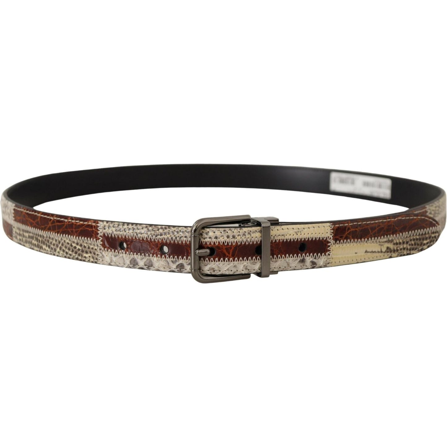 Dolce & Gabbana Multicolor Exotic Leather Patchwork Metal Belt 1728,67345645728,90 cm / 36 Inches,Accessories,Belts - Accessories,Belts - Men - Accessories,Dolce & Gabbana,Material: Python snakeskin and Leather,Men,Men - Accessories,Multicolor,New with ta