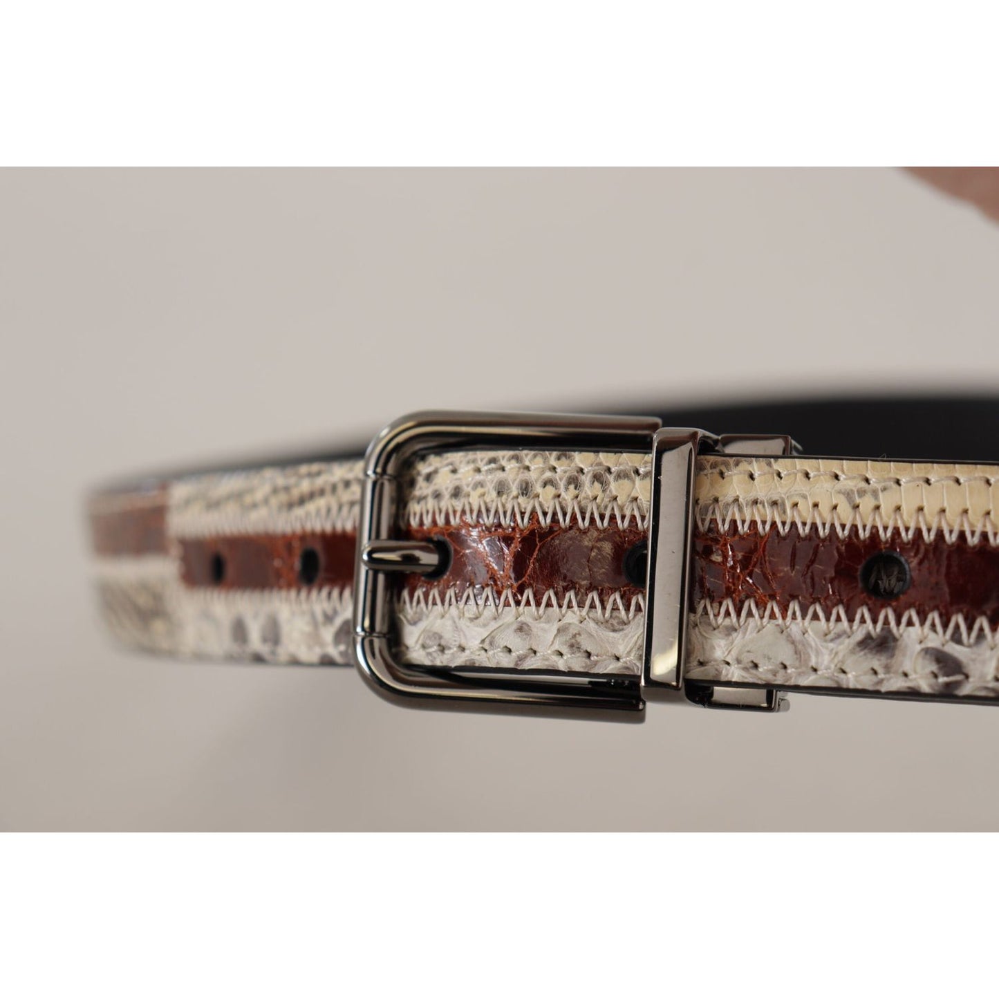 Dolce & Gabbana Multicolor Exotic Leather Patchwork Metal Belt 1728,67345645728,90 cm / 36 Inches,Accessories,Belts - Accessories,Belts - Men - Accessories,Dolce & Gabbana,Material: Python snakeskin and Leather,Men,Men - Accessories,Multicolor,New with ta