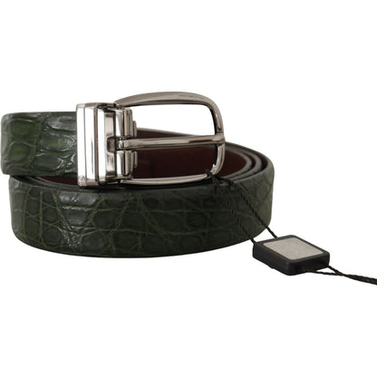 Dolce & Gabbana Green Exotic Leather Silver Buckle Belt 1728,67345645728,95 cm / 38 Inches,Accessories,Belts - Accessories,Belts - Men - Accessories,Dolce & Gabbana,Green,Material: Leather,Men,Men - Accessories,New with tags,Regular Belts - Belts - Access