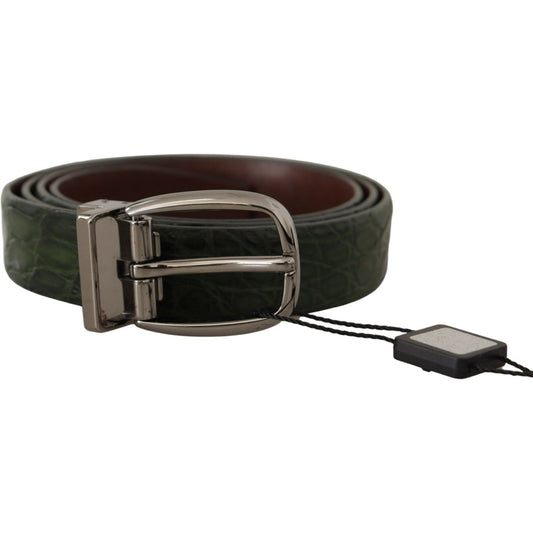 Dolce & Gabbana Green Exotic Leather Silver Buckle Belt 1728,67345645728,95 cm / 38 Inches,Accessories,Belts - Accessories,Belts - Men - Accessories,Dolce & Gabbana,Green,Material: Leather,Men,Men - Accessories,New with tags,Regular Belts - Belts - Access