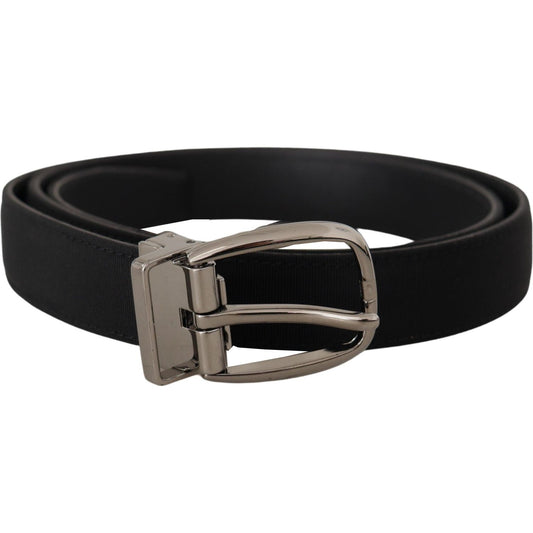Dolce & Gabbana Black Grosgrain Leather Silver Logo Buckle Belt 105 cm / 42 Inches,110 cm / 44 Inches,1728,67345645728,90 cm / 36 Inches,Accessories,Belts - Accessories,Belts - Men - Accessories,Black,Dolce & Gabbana,Material: Grosgrain,Men,Men - Accessor