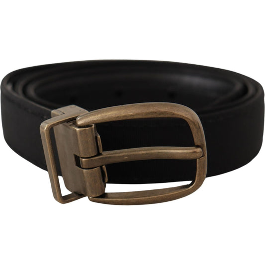 Dolce & Gabbana Black Grosgrain Leather Bronze Metal Belt 1728,67345645728,80 cm / 32 Inches,Accessories,Belts - Accessories,Belts - Men - Accessories,Black,Dolce & Gabbana,Material: Grosgrain,Men,Men - Accessories,New with tags,Regular Belts - Belts - Ac