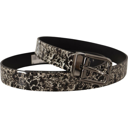 Dolce & Gabbana Black Marble Print Leather Gray Logo Belt 1728,67345645728,90 cm / 36 Inches,Accessories,Belts - Accessories,Belts - Men - Accessories,Black,Dolce & Gabbana,Material: Leather,Men,Men - Accessories,New with tags,Regular Belts - Belts - Acce