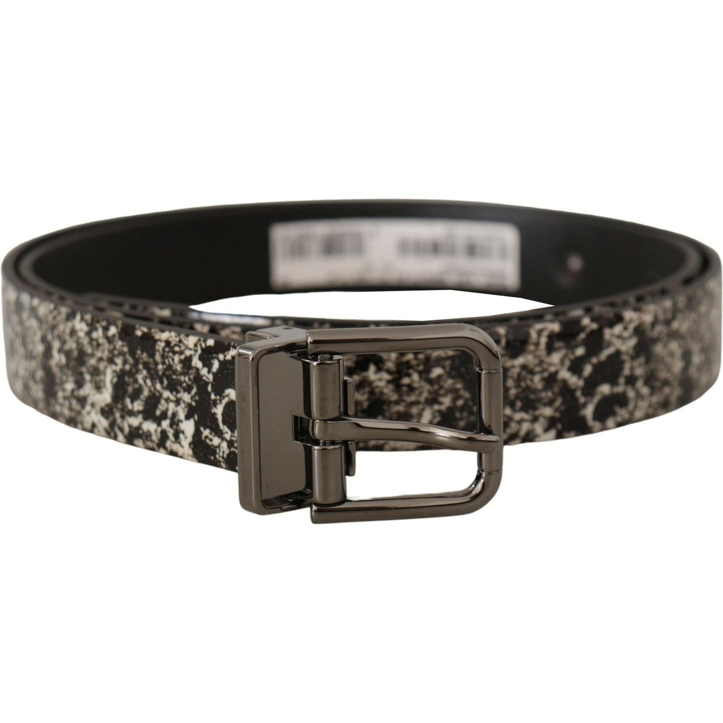 Dolce & Gabbana Black Marble Print Leather Gray Logo Belt 1728,67345645728,90 cm / 36 Inches,Accessories,Belts - Accessories,Belts - Men - Accessories,Black,Dolce & Gabbana,Material: Leather,Men,Men - Accessories,New with tags,Regular Belts - Belts - Acce