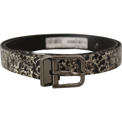 Dolce & Gabbana Black Marble Print Leather Gray Logo Belt 1728,67345645728,90 cm / 36 Inches,Accessories,Belts - Accessories,Belts - Men - Accessories,Black,Dolce & Gabbana,Material: Leather,Men,Men - Accessories,New with tags,Regular Belts - Belts - Acce