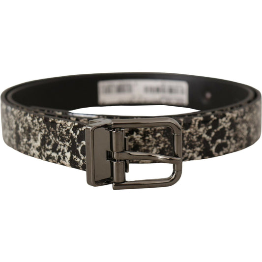 Dolce & Gabbana Black Marble Print Leather Gray Logo Belt 1728,67345645728,90 cm / 36 Inches,Accessories,Belts - Accessories,Belts - Men - Accessories,Black,Dolce & Gabbana,Material: Leather,Men,Men - Accessories,New with tags,Regular Belts - Belts - Acce