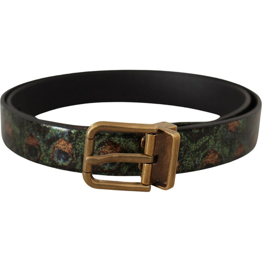 Dolce & Gabbana Multicolor Leather Vernice Pavone Bronze Metal Belt 1728,67345645728,90 cm / 36 Inches,Accessories,Belts - Accessories,Belts - Men - Accessories,Dolce & Gabbana,Material: Vernice,Men,Men - Accessories,Multicolor,New with tags,Regular Belts