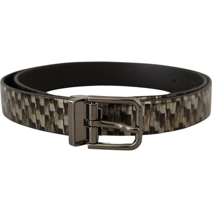 Dolce & Gabbana Brown Herringbone Leather Gray Belt 1728,67345645728,90 cm / 36 Inches,Accessories,Belts - Accessories,Belts - Men - Accessories,Brown,Dolce & Gabbana,Material: Leather,Men,Men - Accessories,New with tags,Regular Belts - Belts - Accessorie