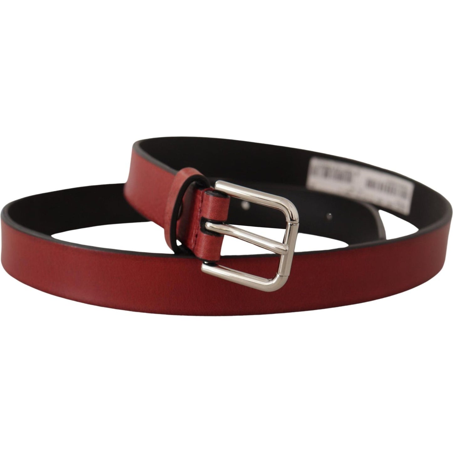 Dolce & Gabbana Maroon Vitello Leather Silver Metal Belt 1728,67345645728,85 cm / 34 Inches,Accessories,Belts - Accessories,Belts - Men - Accessories,Dolce & Gabbana,Maroon,Material: Leather,Men,Men - Accessories,New with tags,Regular Belts - Belts - Acce