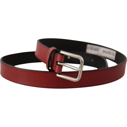 Dolce & Gabbana Maroon Vitello Leather Silver Metal Belt 1728,67345645728,85 cm / 34 Inches,Accessories,Belts - Accessories,Belts - Men - Accessories,Dolce & Gabbana,Maroon,Material: Leather,Men,Men - Accessories,New with tags,Regular Belts - Belts - Acce
