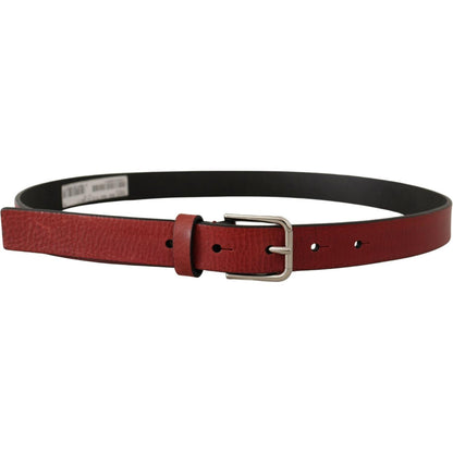 Dolce & Gabbana Maroon Vitello Leather Silver Metal Belt 1728,67345645728,85 cm / 34 Inches,Accessories,Belts - Accessories,Belts - Men - Accessories,Dolce & Gabbana,Maroon,Material: Leather,Men,Men - Accessories,New with tags,Regular Belts - Belts - Acce