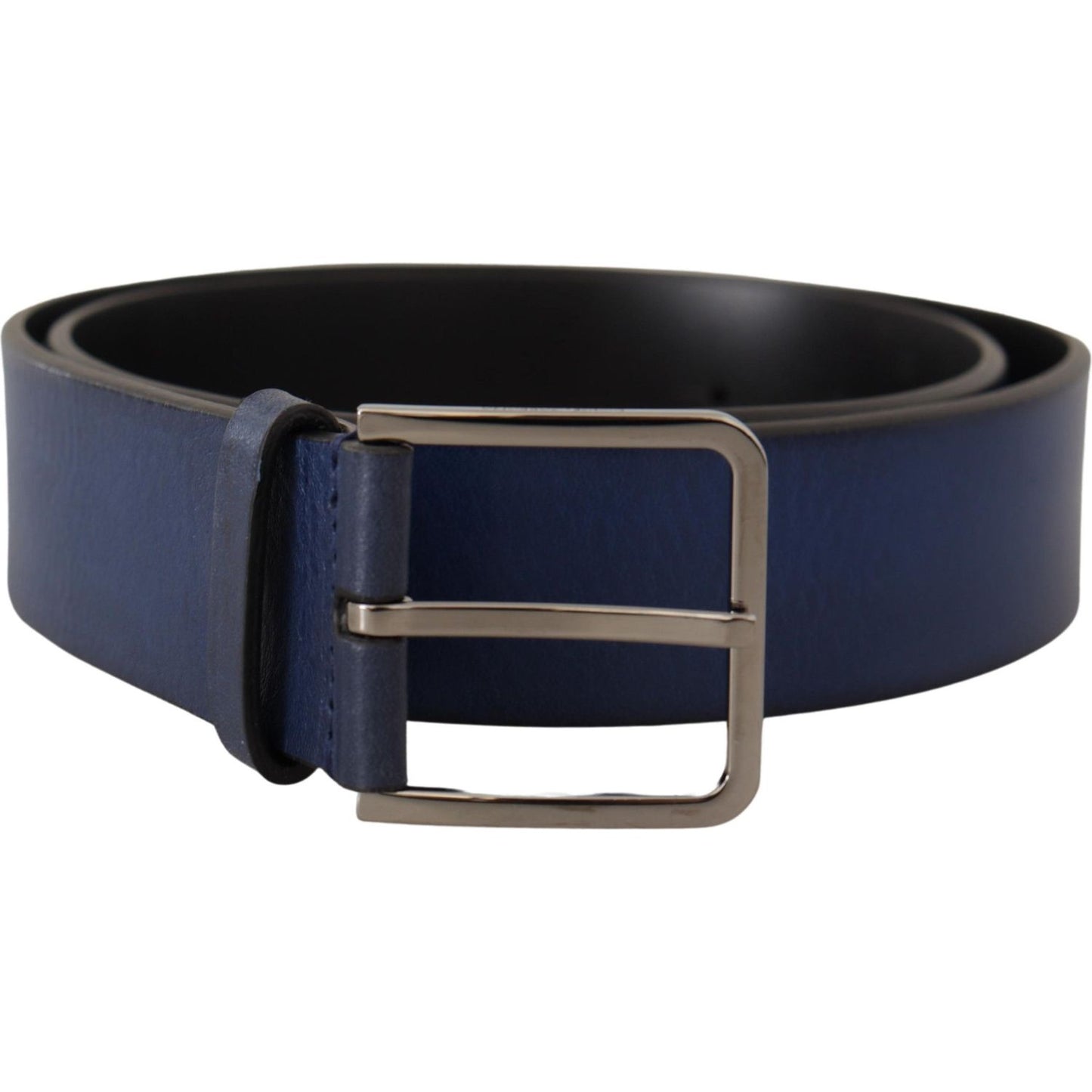 Dolce & Gabbana Blue Calf Leather Silver Metal Buckle Classic Belt BEL8495- 85
