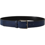 Dolce & Gabbana Blue Calf Leather Silver Metal Buckle Classic Belt BEL8496- 90