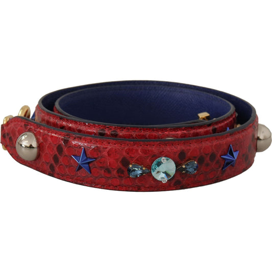 Dolce & Gabbana Red Exotic Leather Crystals Shoulder Strap BEL8733