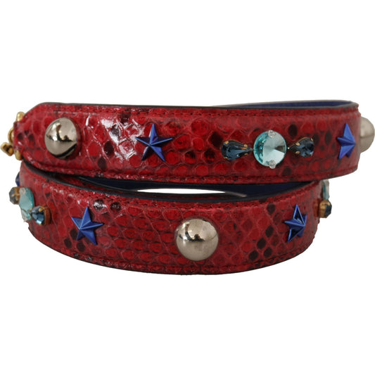 Dolce & Gabbana Red Exotic Leather Crystals Shoulder Strap BEL8733