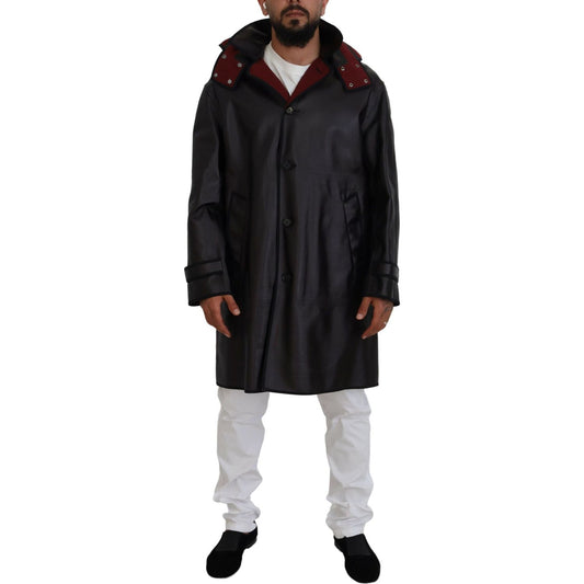 Dolce & Gabbana Black Trench Hooded Parka Cotton Jacket