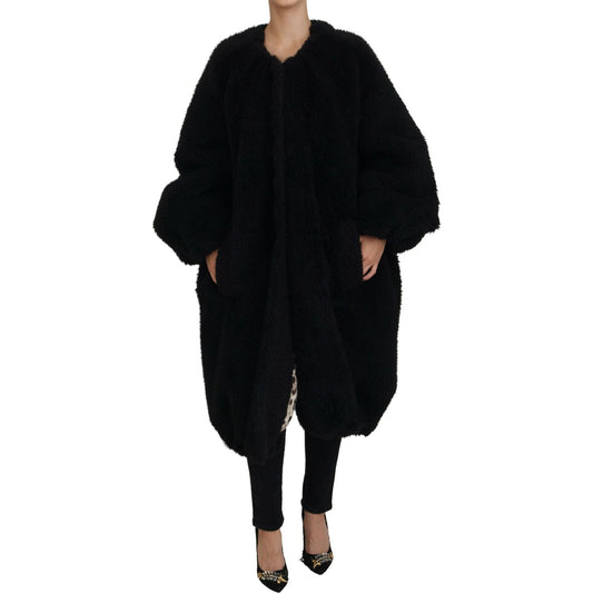 Dolce & Gabbana Black Cashmere Blend Faux Fur Coat Jacket1728,67345645728,Black,Clothing,Dolce & Gabbana,Full-Length Jackets - Jackets & Coats - Clothing,IT40|S,Jackets & Coats - Clothing,Jackets & Coats - Women - Clothing,Material: Cashmere Blend,New wit