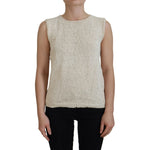 PINK MEMORIES Beige Cotton Blend Sleeveless Round Neck Tank Top TSH83836-One Size