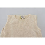 PINK MEMORIES Beige Cotton Blend Sleeveless Round Neck Tank Top TSH83836-One Size