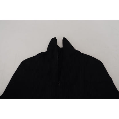 Dolce & Gabbana Black Half Zip Turtleneck Pullover Sweater