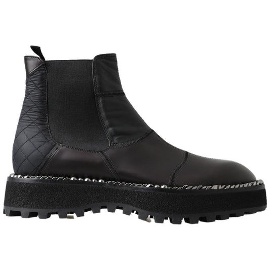 Dolce & Gabbana Black Leather Slip on Stretch Boots 13% PL,1728,30% Leather,4% PU,40% VI,67345645728,Black,Boots - Men - Shoes,Boots - Shoes,Chelsea Boots - Boots - Shoes,Dolce & Gabbana,EU45/US12,Material: 13% PA,Men,Men - Shoes,New with tags,Shoes