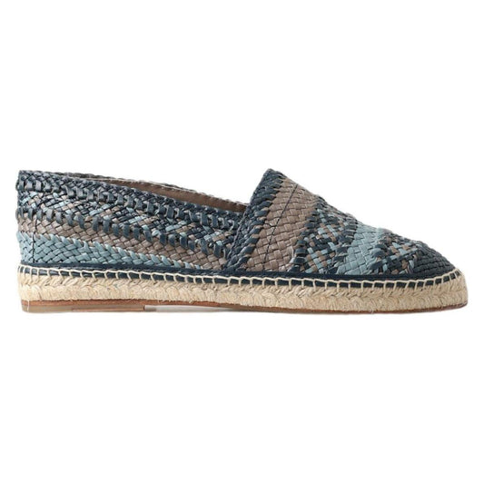 Dolce & Gabbana Blue Gray Leather Buffalo Espadrille Shoes 1728,67345645728,Blue,Dolce & Gabbana,Espadrilles - Flats - Shoes,EU39/US6,EU40/US7,EU41/US8,EU42/US9,EU44/US11,Flats - Shoes,Loafers - Men - Shoes,Material: 100% Leather,Men,Men - Shoes,New with