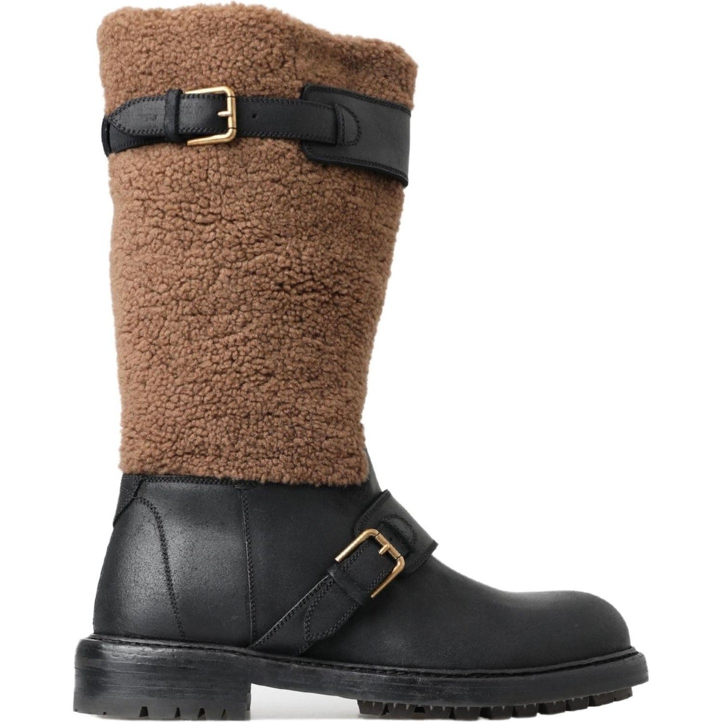 Dolce & Gabbana Black Leather Brown Shearling Boots 1728,18% PL,67345645728,76% Leather,Black,Boots - Men - Shoes,Boots - Shoes,Dolce & Gabbana,EU39/US6,EU46/US13,Material: 6% Elastane,Men,Men - Shoes,New with tags,Over The Knee - Boots - Shoes,Shoes