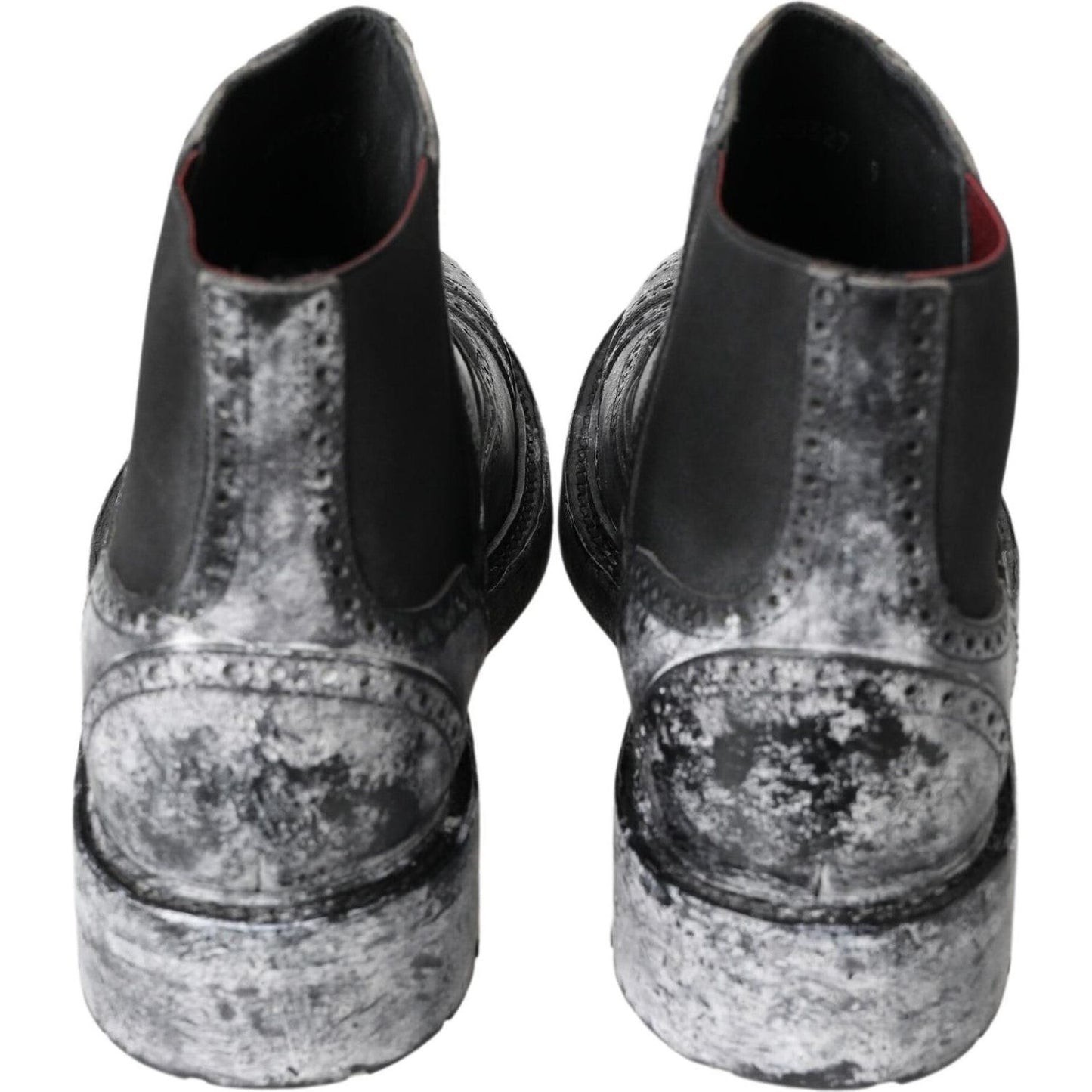 Dolce & Gabbana Black Gray Leather Ankle Boots 1728,18% PL,67345645728,76% Leather,Black,Boots - Men - Shoes,Boots - Shoes,Chelsea Boots - Boots - Shoes,Dolce & Gabbana,EU39/US6,Material: 6% Elastane,Men,Men - Shoes,New with tags,Shoes