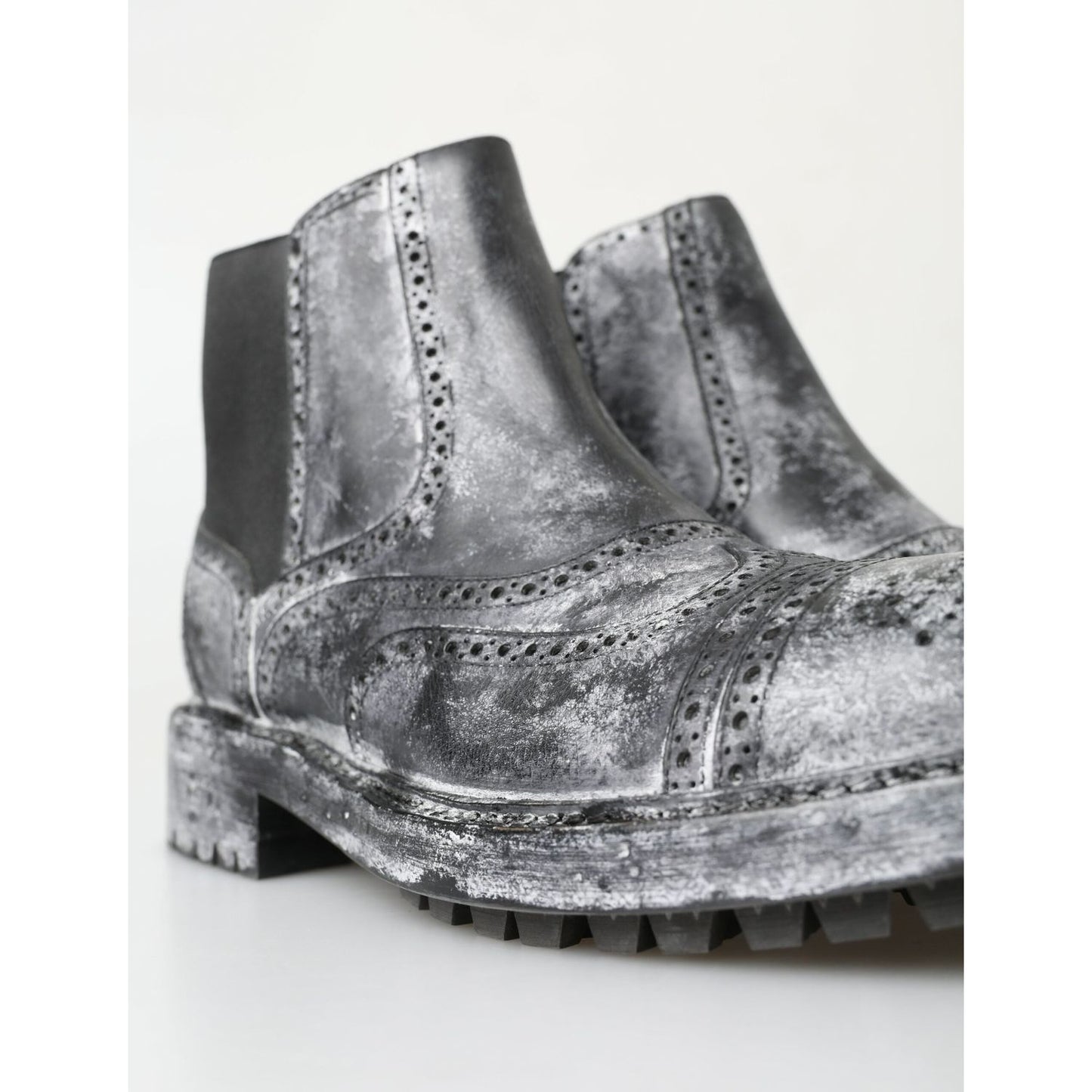 Dolce & Gabbana Black Gray Leather Ankle Boots 1728,18% PL,67345645728,76% Leather,Black,Boots - Men - Shoes,Boots - Shoes,Chelsea Boots - Boots - Shoes,Dolce & Gabbana,EU39/US6,Material: 6% Elastane,Men,Men - Shoes,New with tags,Shoes