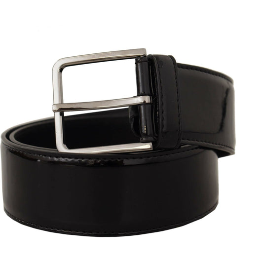 Dolce & Gabbana Black Patent Leather Logo Engraved Buckle Belt BEL8585 -70