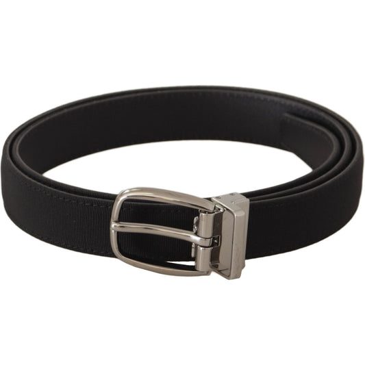 Dolce & Gabbana Black Calf Canvas Silver Tone Logo Metal Belt110 cm / 44 Inches,1728,67345645728,85 cm / 34 Inches,90 cm / 36 Inches,Accessories,Belts - Accessories,Belts - Men - Accessories,Black,Dolce & Gabbana,Leather,Material: Canvas,Men,Men - Accesso