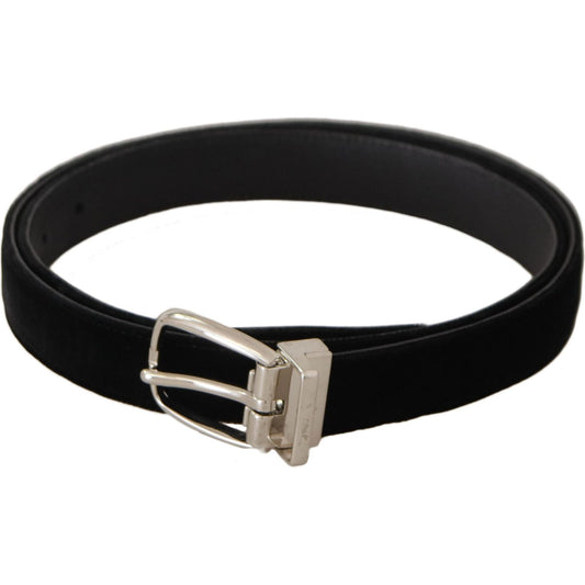Dolce & Gabbana Black Casual Velvet Silver Tone Metal Buckle Belt1728,67345645728,80 cm / 32 Inches,90 cm / 36 Inches,95 cm / 38 Inches,Accessories,Belts - Accessories,Belts - Men - Accessories,Black,Dolce & Gabbana,Material: Velvet,Men,Men - Accessories,