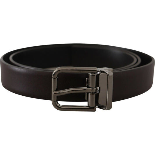Dolce & Gabbana Dark Purple Leather Box Borchia Metal Buckle Belt1728,67345645728,90 cm / 36 Inches,Accessories,Belts - Accessories,Belts - Men - Accessories,Brown,Dolce & Gabbana,Material: Leather,Men,Men - Accessories,New with tags,Regular Belts - Belts