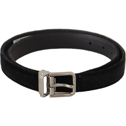 Dolce & Gabbana Black Casual Velvet Silver Metal Logo Buckle Belt1728,67345645728,95 cm / 38 Inches,Accessories,Belts - Accessories,Belts - Men - Accessories,Black,Dolce & Gabbana,Material: Velvet,Men,Men - Accessories,New with tags,Regular Belts - Belts