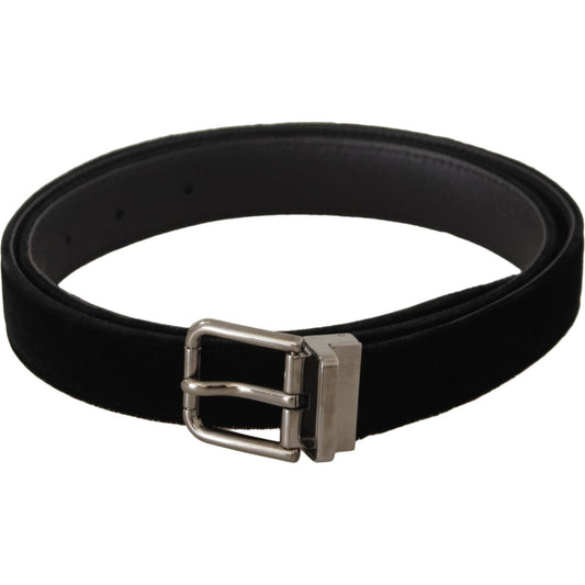 Dolce & Gabbana Black Classic Velvet Logo Engraved Metal Buckle Belt1728,67345645728,95 cm / 38 Inches,Accessories,Belts - Accessories,Belts - Men - Accessories,Black,Dolce & Gabbana,Material: Velvet,Men,Men - Accessories,New with tags,Regular Belts - Bel