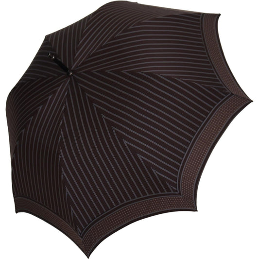 Dolce & Gabbana Brown Striped Leather Handle Collapsible Sartoria Umbrella 1728,20% Metal,30% Leather caiman,67345645728,Accessories,Brown,Dolce & Gabbana,Material: 50% Polyester,Men,Men - Accessories,New with tags,Other - Men - Accessories,Other Accessor