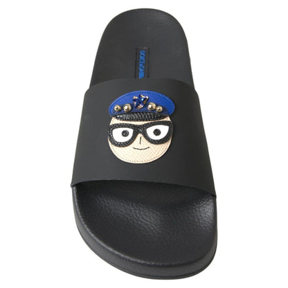Dolce & Gabbana Black Slides Sandals Beach Saint Barth Shoes