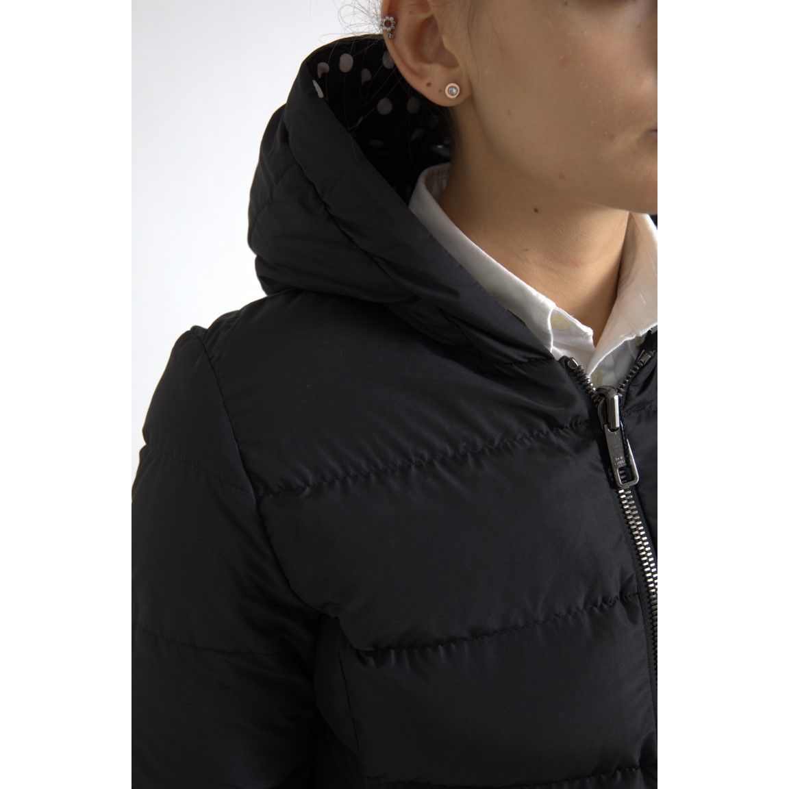 Dolce & Gabbana Black Polyester Hooded Reversible Jacket1728,67345645728,Black,Clothing,Dolce & Gabbana,Hoodies - Sweaters - Clothing,IT36|XXS,IT38|XS,IT40|S,IT42|M,IT44 | L,Jackets & Coats - Clothing,Jackets & Coats - Women - Clothing,Material: 100% Poly