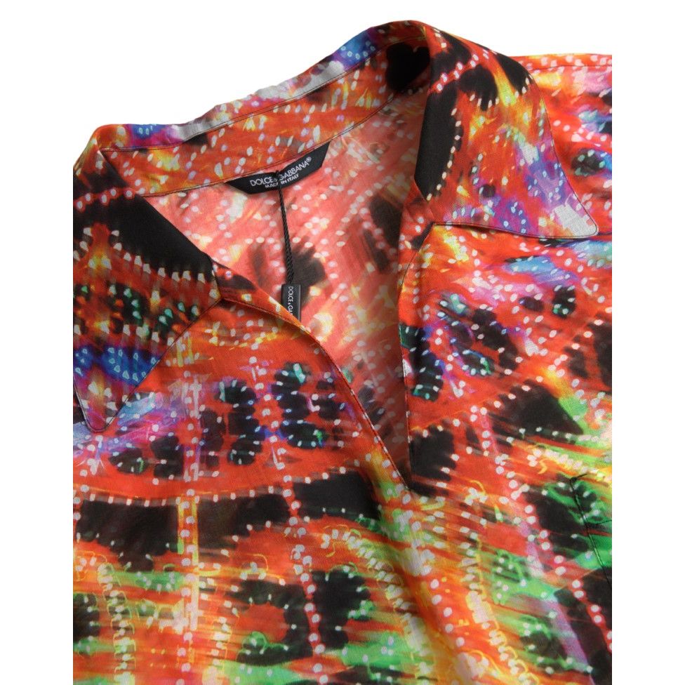 Dolce & Gabbana Multicolor Luminarie Print Men Cotton Shirt
