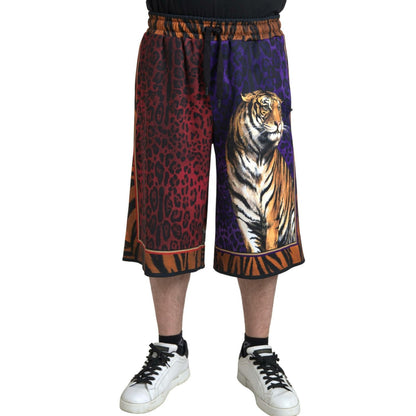 Dolce & Gabbana Multicolor Tiger Print Men Bermuda Shorts