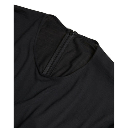 Dolce & Gabbana Black Wool Wrap Sheath Midi Gown Dress