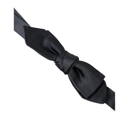 Dolce & Gabbana Dark Blue Silk Satin Adjustable Neck Men Papillon Bow Tie