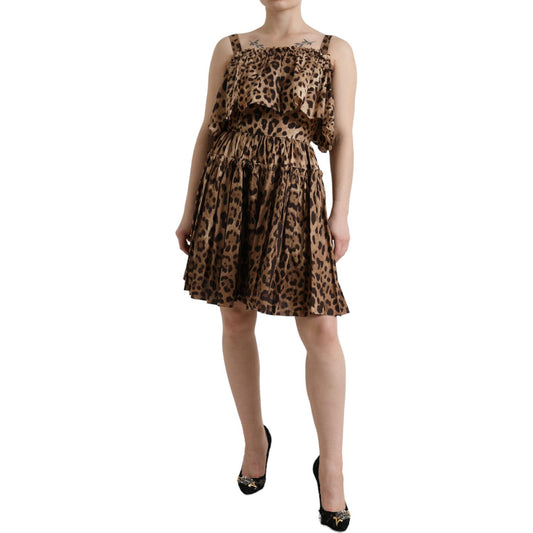 Dolce & Gabbana Brown Leopard Print Sleeveless A-line Dress DR28942-36