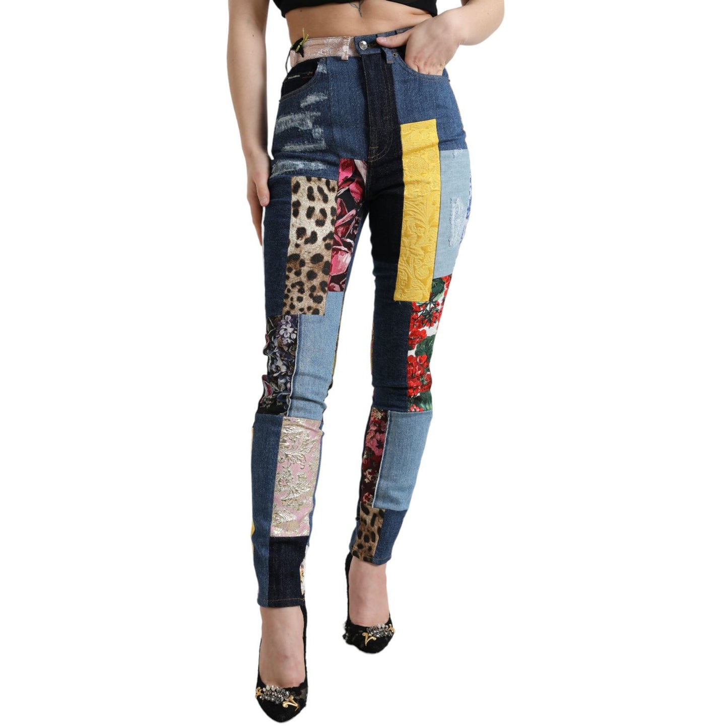 Dolce & Gabbana Multicolor Patchwork GRACE Skinny Denim Jeans