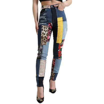 Dolce & Gabbana Multicolor Patchwork GRACE Skinny Denim Jeans